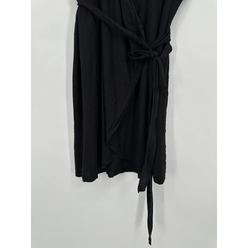 Universal Standard Tracy Linen Blend Tulip Wrap Dress Short Sleeve Belted Midi - Picture 7 of 14